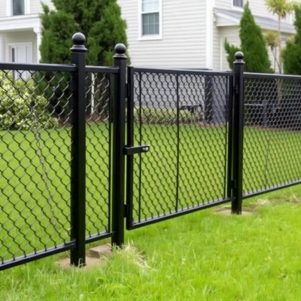 Black Vinyl-Coated Chain Link & Gate